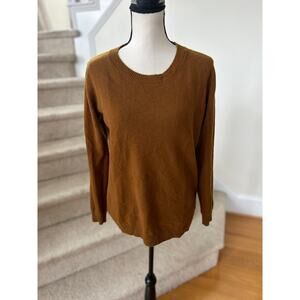 Liny Xin Warm Brown Superfine Merino Wool Long Sleeve Crewneck Sweater